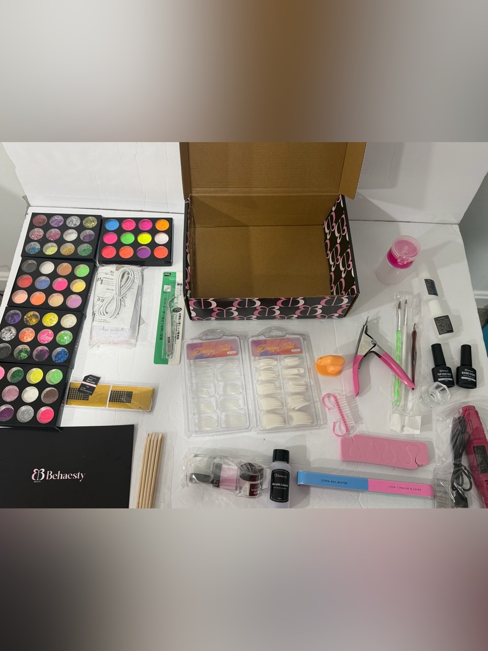 Acrylic Nail Kit Acrylic Powder Glitter Nail Art Manicure Tool Tips Brush Set US